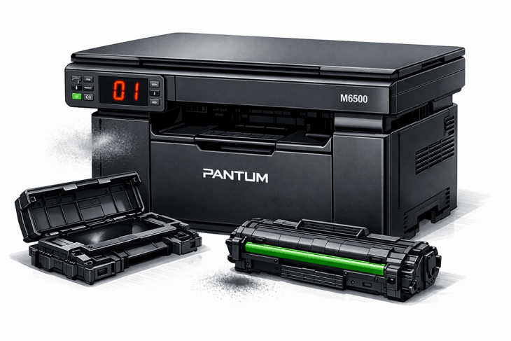 Ошибка 01 на лазерном принтере Pantum M6500 и замена картриджа с тонером.