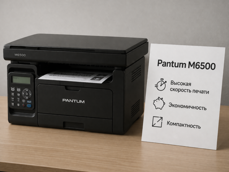 Монохромный лазерный принтер Pantum M6500 с характеристиками высокой скорости, экономичности и компактного размера.